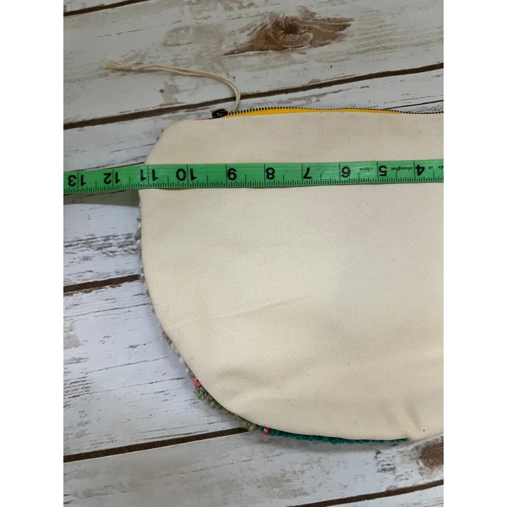 Handmade Clutch Multi-color Punch Needle Tufted Checkered Large OS